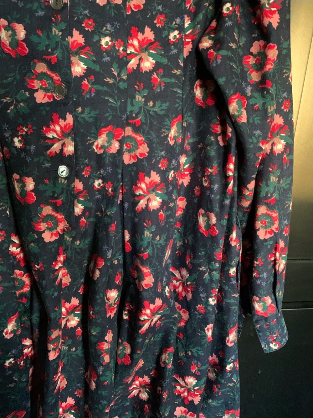 Vintage Laura Ashley Floral Navy Midi Dress with Contrast Collar 8 - Picture 7 of 12